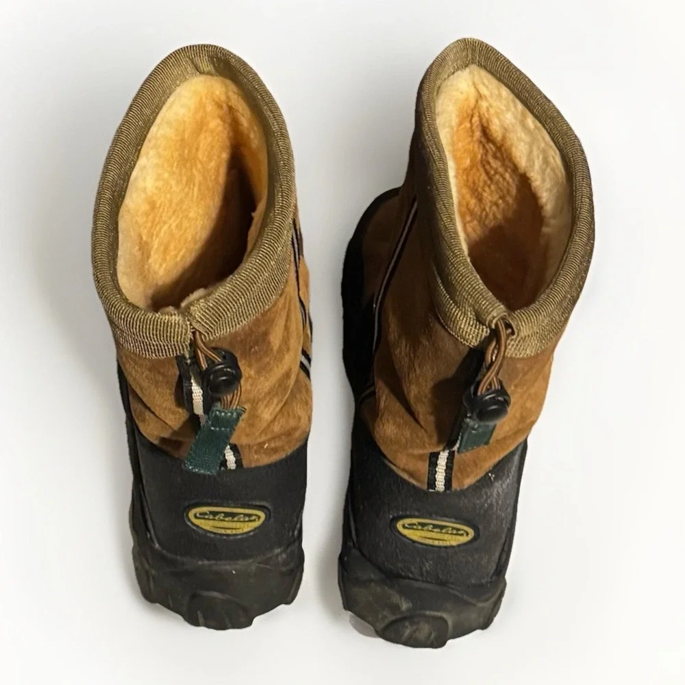 Cabelas Alaskan Guide Brown Shearling Winter Snow Boots Suede Men's 11 Excellent